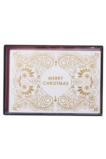 Whitcoulls Christmas Shop Premium Boxed Cards White & Gold Pack of 20