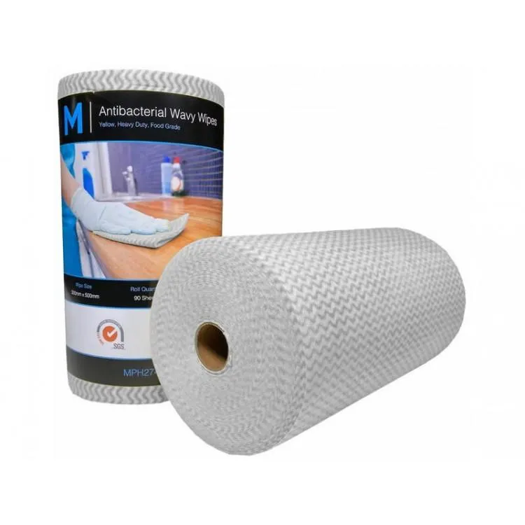 45m Antibacterial Cleaning Wipes - 90 Heavy Duty Sheets - 30cm x 50cm - White