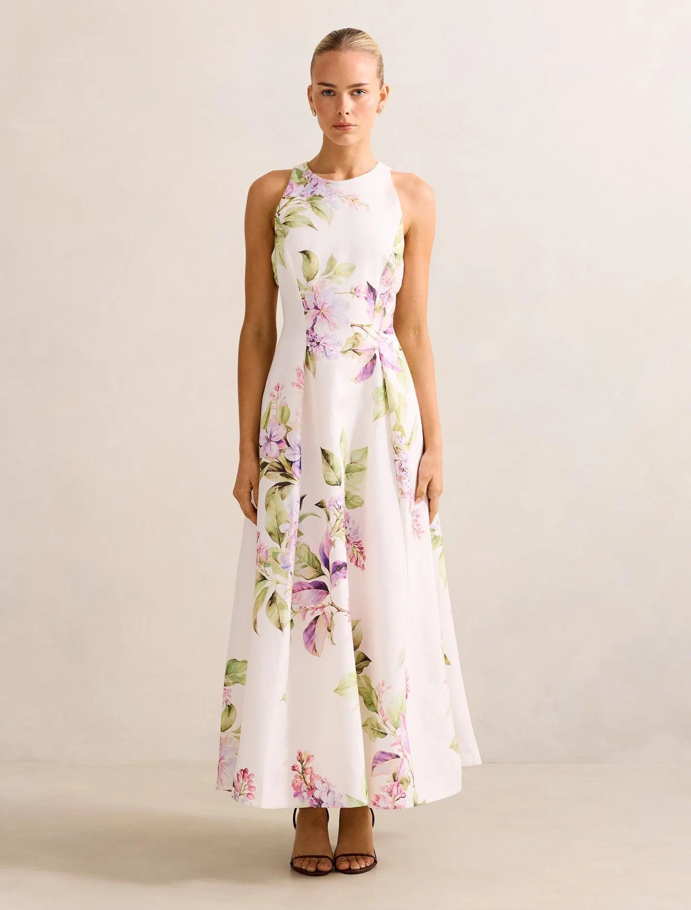 Sophia High-Neck Printed Midi Dress