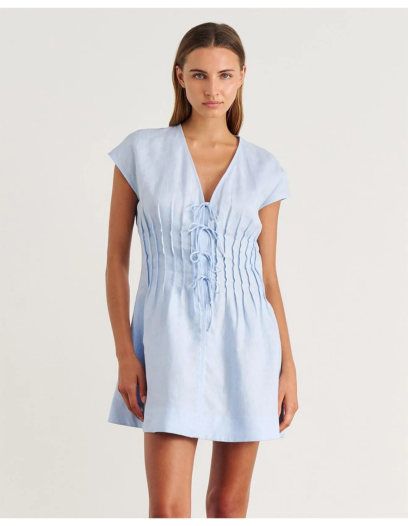 DELPHINE PINTUCK LINEN DRESS