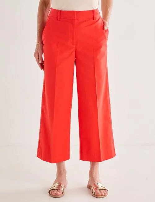 Ella J Wide Leg 7/8th Pant, Red