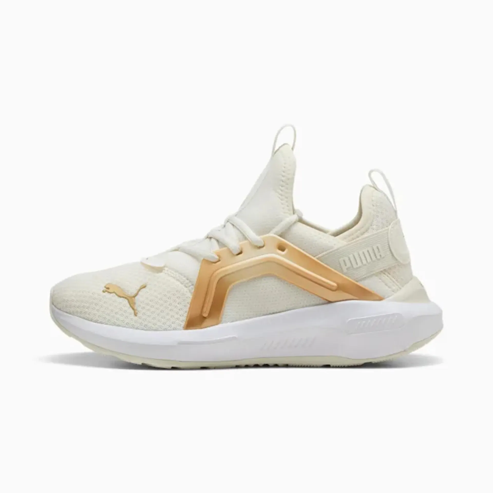 Puma Womens Enzo 5 Running Shoes Warm White/Metallic Gold