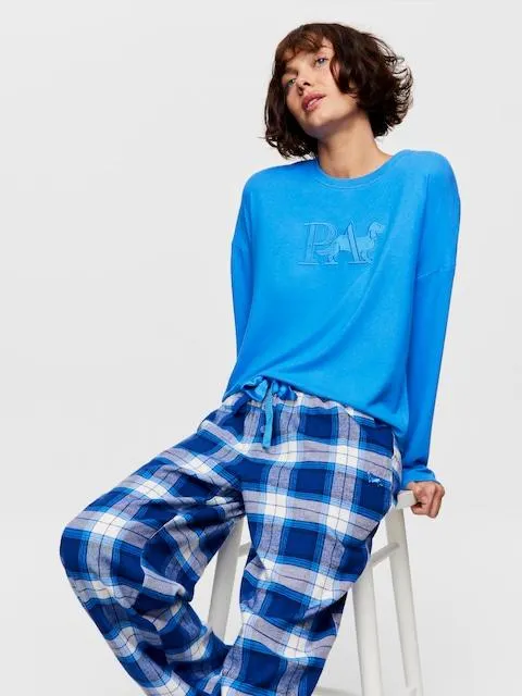 Blue Check Flannelette Pj Pant