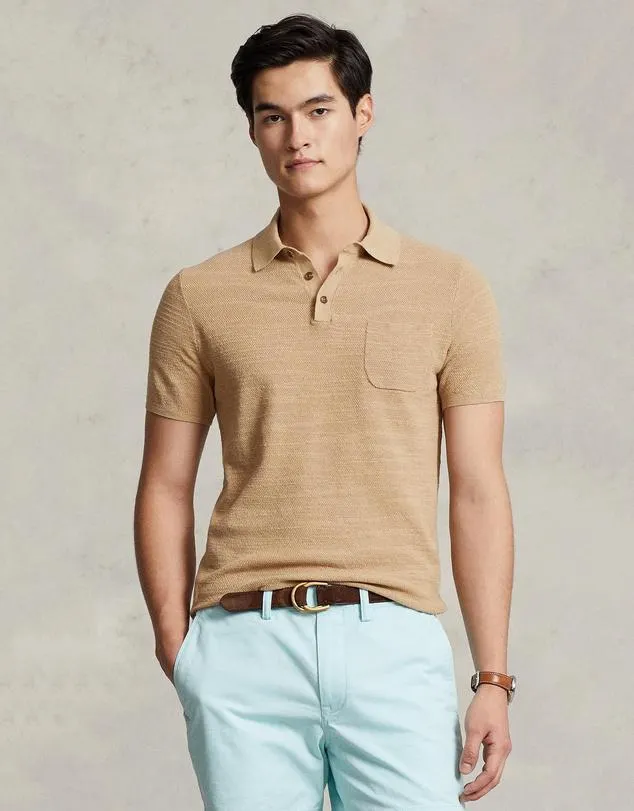 Cotton-Linen Polo-Collar Sweater