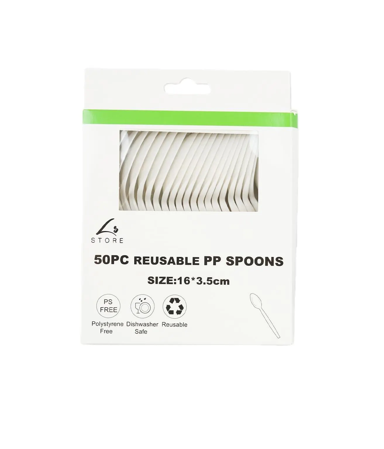 White PP Reusable Spoons 50pc 16cm