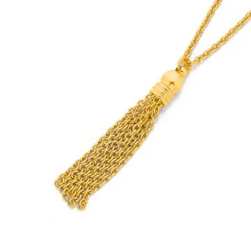 Stainless Steel Gold Tone Tassel Pendant