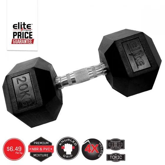 Chrome Handle Rubber Hex Dumbbell