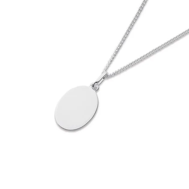 Sterling Silver Oval Pendant Engravable