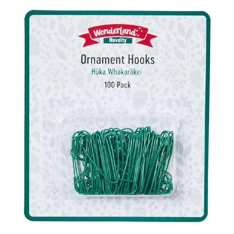 Wonderland Novelty Christmas Ornament Hooks 100 Pack
