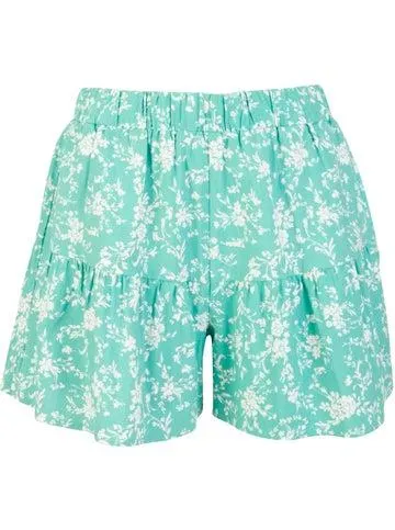 Womens' Printed Ruffle Short in Green Floral