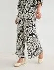 Whistle Tie Waist Printed Culotte, Black Mono Print