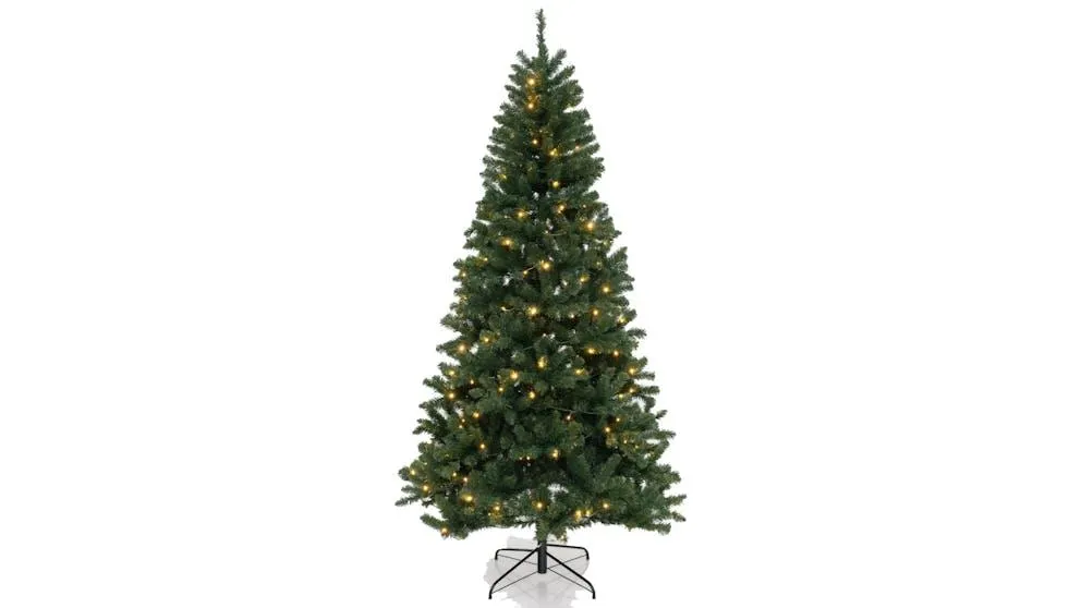 Costway Hinged 8 Lighting Modes and Gloves PVC Christmas Tree