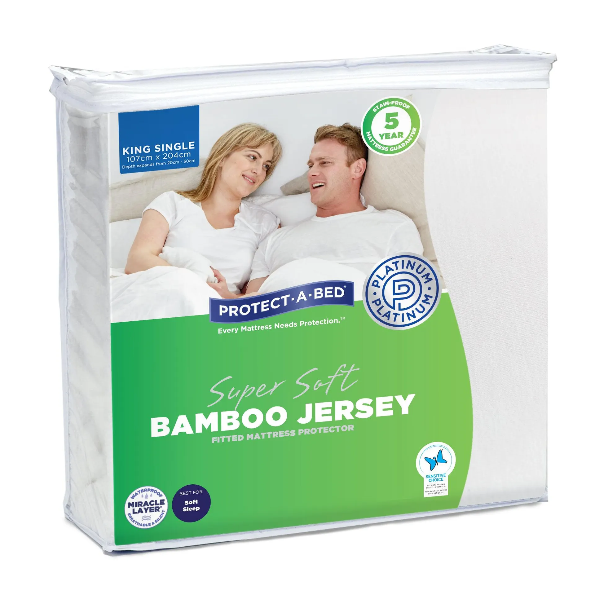 Protect-A-Bed Bamboo Waterproof Mattress Protector King Single