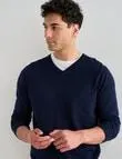 North South Merino V Neck Jumper, Navy