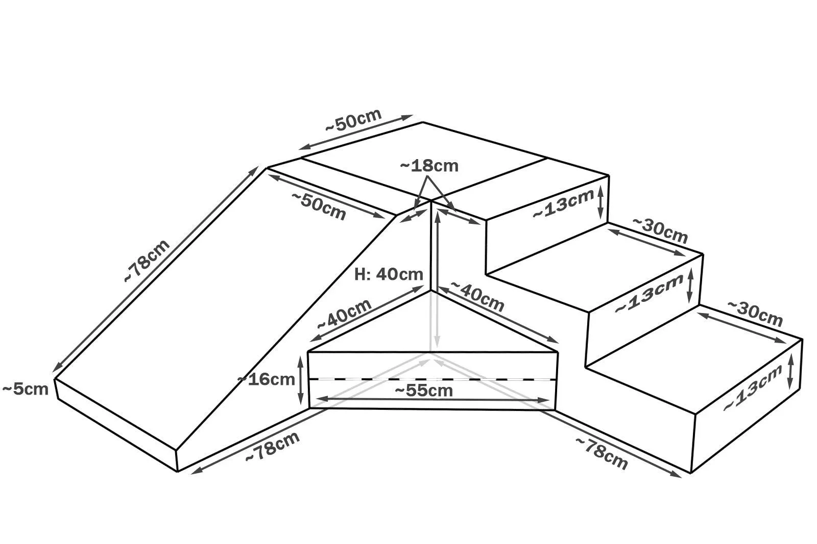 Eco Leather Step and Slide - White / Grey