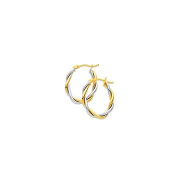 9ct Two Tone Entwined Twist Hoops