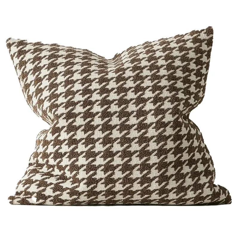 Boucle houndstooth cushion cover 50cm cocoa
