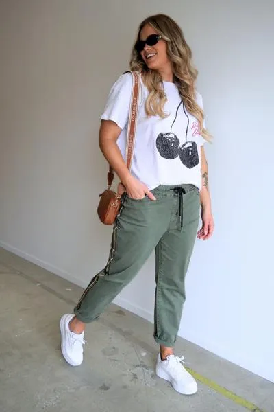 Shine On Label Raglan Jogger Khaki