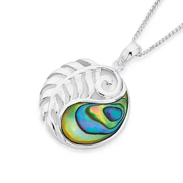 Sterling Silver Paua & Fern Pendant