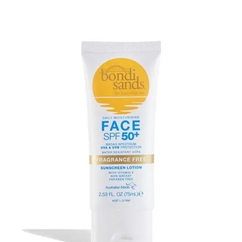 Bondi Sands Face Sunscreen Lotion Tube Fragrance Free SPF50 75ml