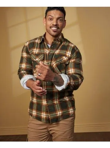 Men's Flannel Shirt in Khaki/tan/burg/cream