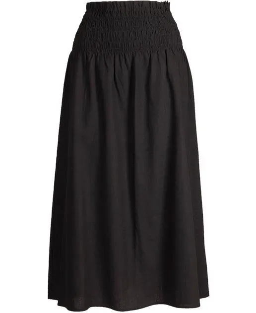 Women's Shirred Waist Linen Blend Skirt