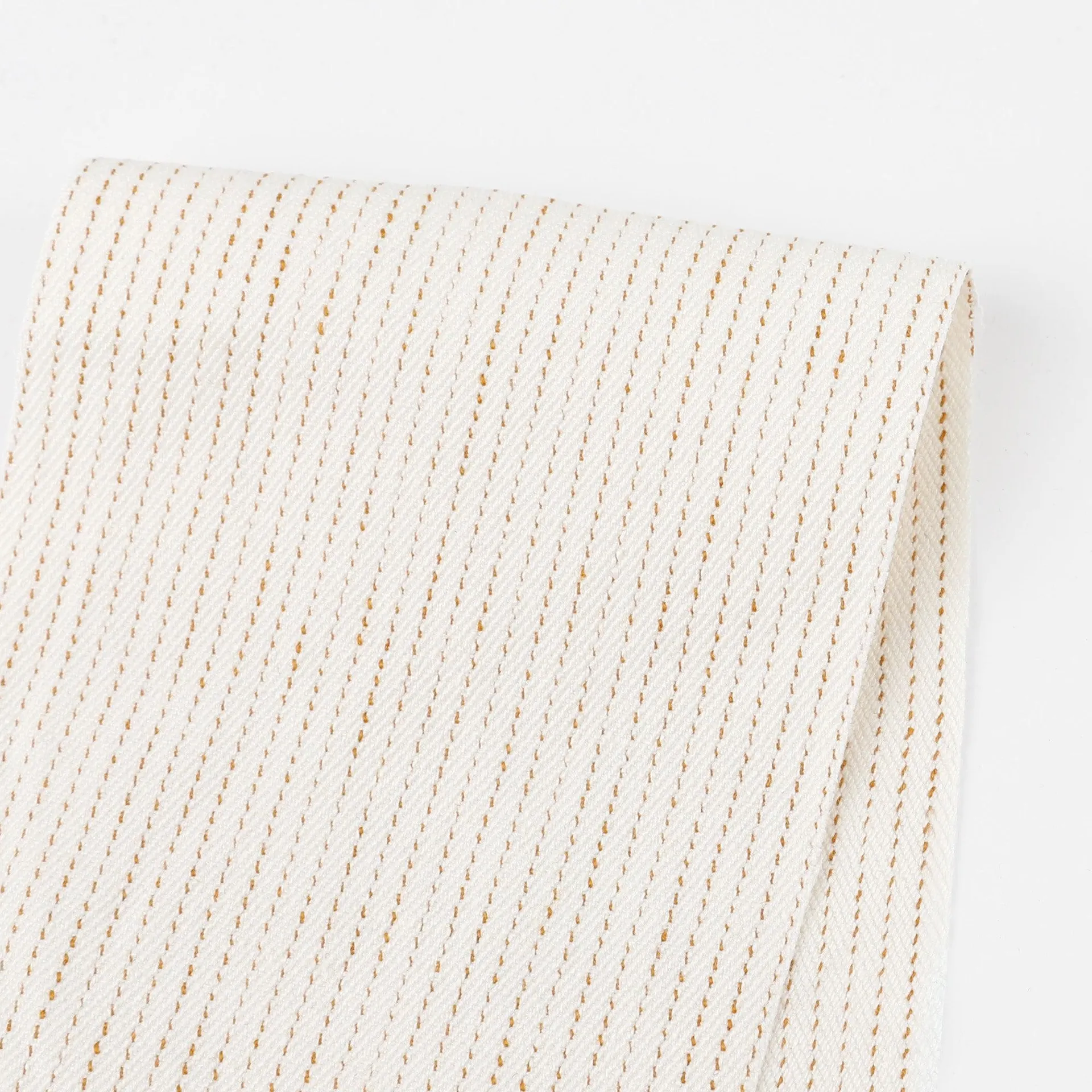 Pinstripe Stretch Linen / Poly Twill - Macadamia
