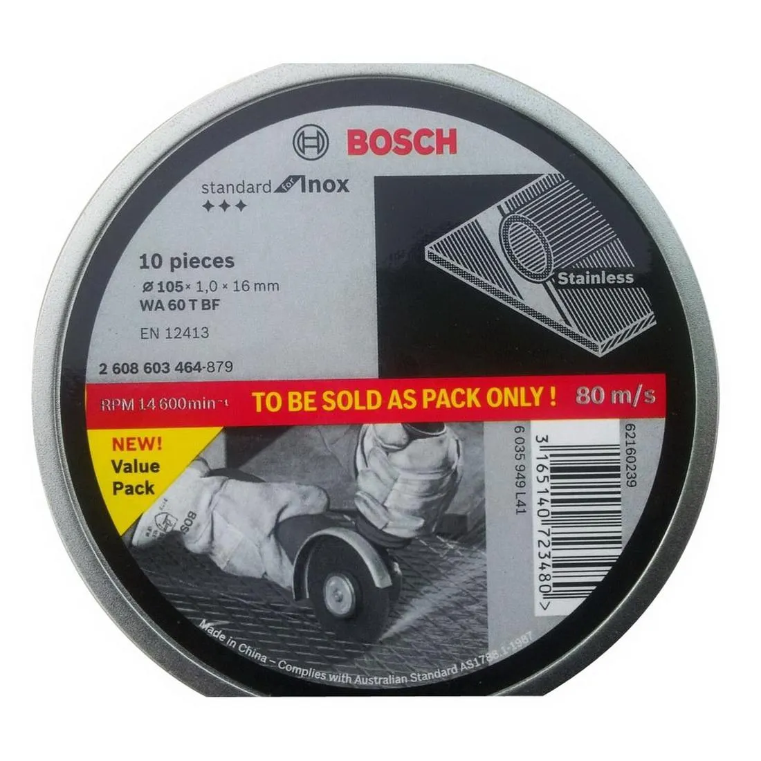 WA60TBF Straight Cutting Disc For INOX 105 x 1 x 16mm 10 pack 2608603464