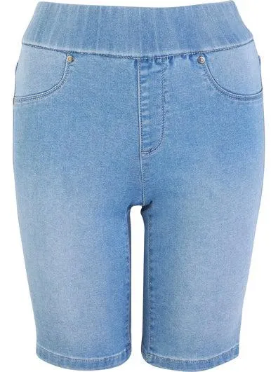 Women's Soft Touch Pull On Denim Short in Light Wash
