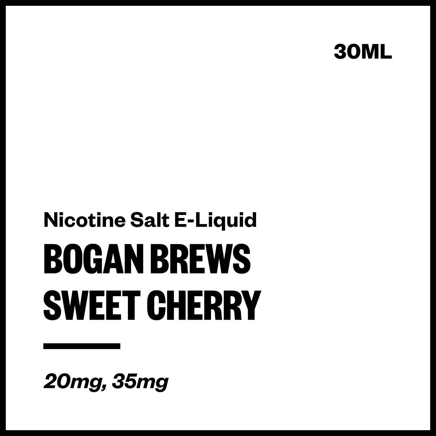 Bogan Brews - Sweet Cherry (Nic Salt E-Liquid 30ml)
