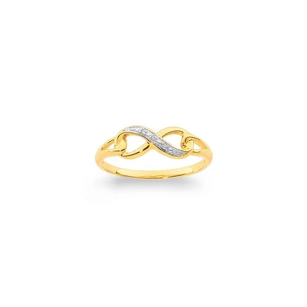 9ct Gold Diamond Infinity Loop Ring