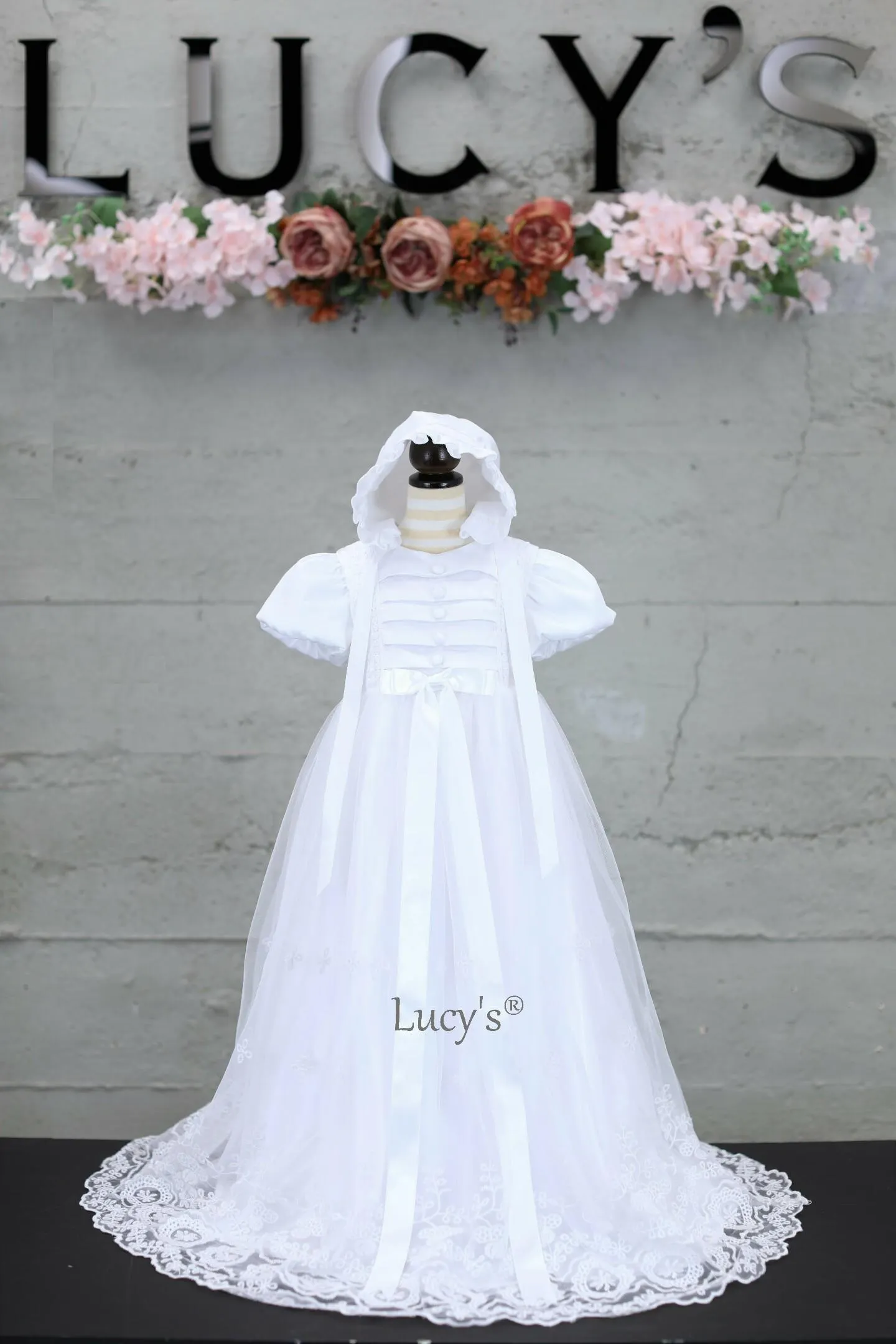 Angela Baby Girls Premium Christening Gown Baptism Dress Bonnet Set - Nimble | Lucy's