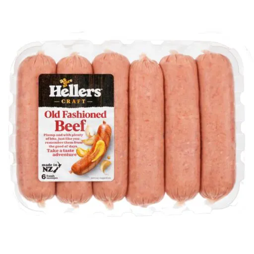 Hellers Sausages Old Fashioned Beef 6 Pack