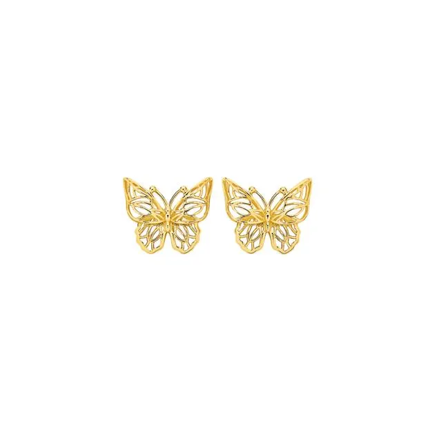 9ct Gold Filigree Butterfly Stud Earrings