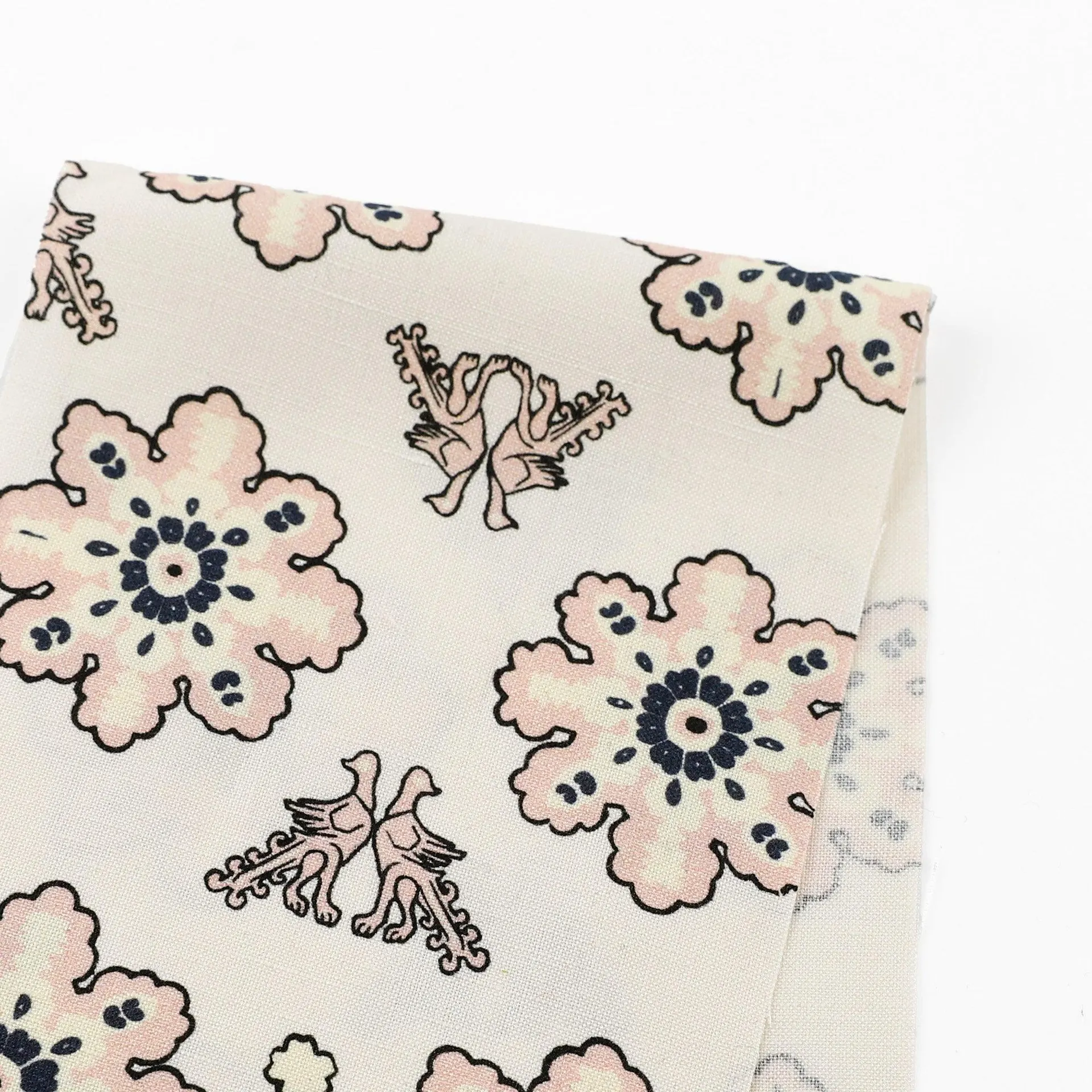 Griffin Motif Silk / Linen - Powder Pink