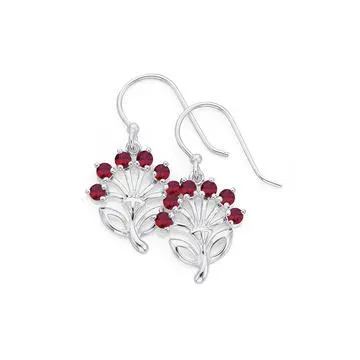 Sterling Silver CZ Pohutukawa Earrings