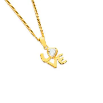 9ct Cubic Zirconia 'Love' Pendant