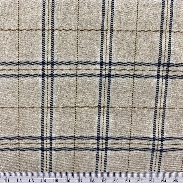 Check Suiting Fabric, Taupe Check- 150cm