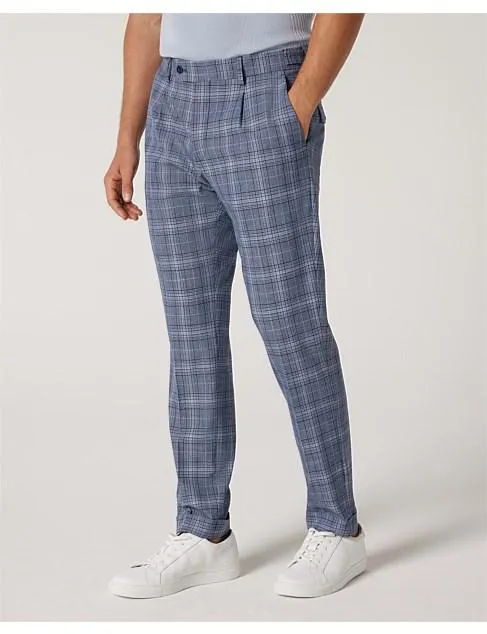 Slim Stretch Pleat Checked Tailored Pant