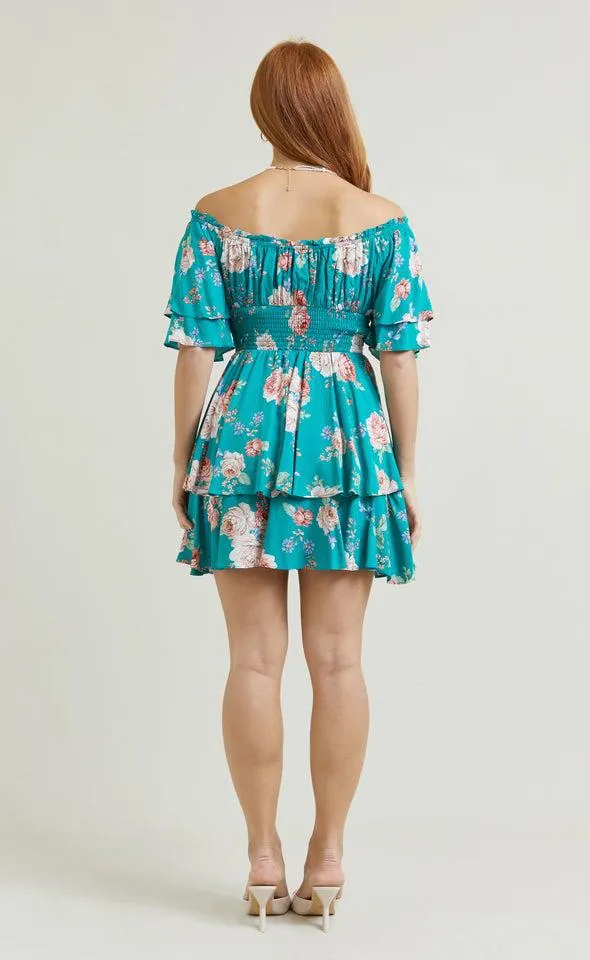 Poplin Ruffle Off Shoulder Dress