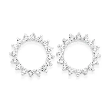 Sterling Silver Cubic Zirconia Celestial Studs