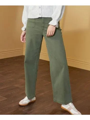Women's Wide Leg Pocket Jean in Khaki