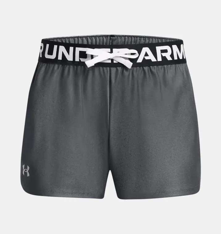 Under Armour® Girls Play Up Solid Shorts Pitch Grey/Metallic Silver