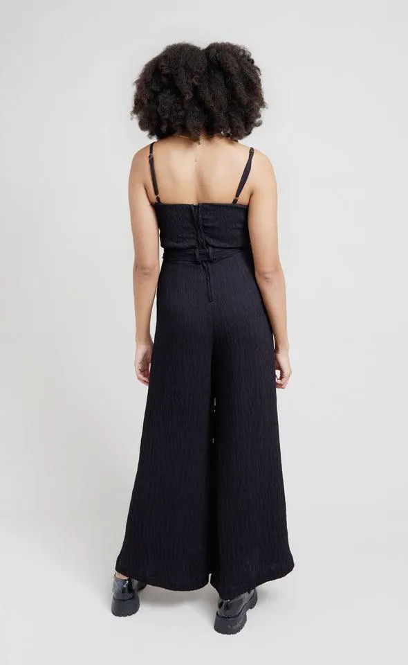 Fine Plisse Satin Jumpsuit