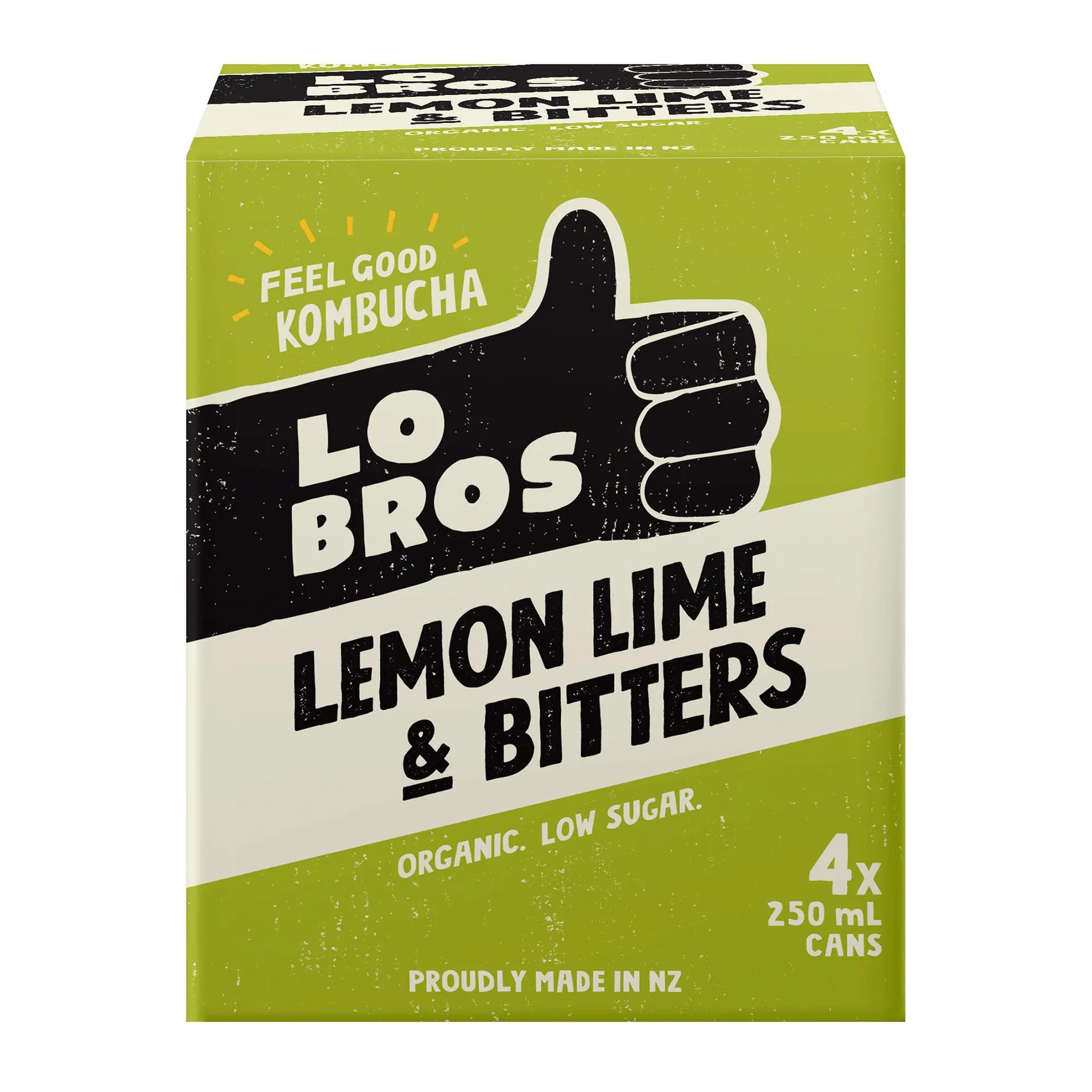 Lo Bros Kombucha Lemon Lime & Bitters 250ml 4pk