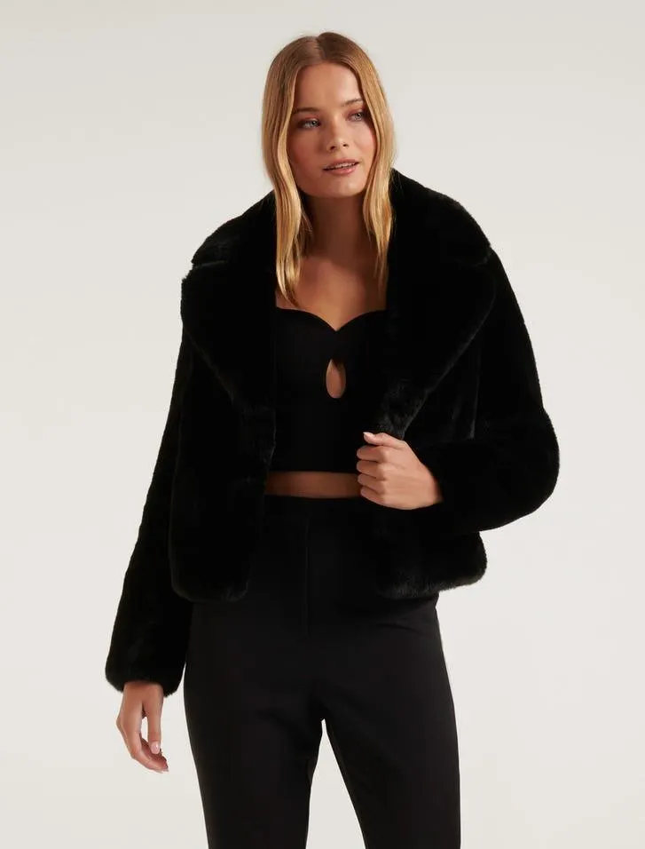 Amelia Cropped Faux Fur Coat