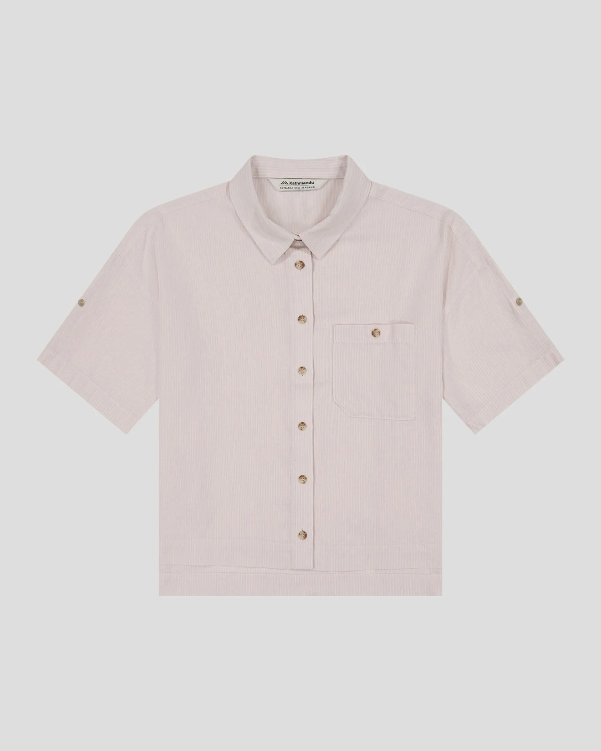 Women’s Weekend Natural Short Sleeve Shirt - Shroom Stripe