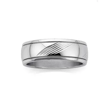 Chisel Stainless Steel Stripe Ring Z+1