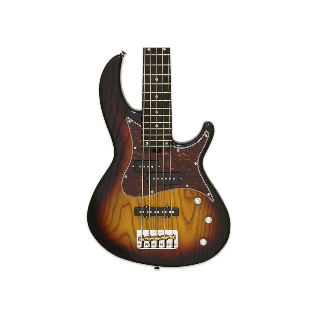 ARIA 313 MK2 DETROIT - OPEN PORE ASH SUNBURST 5 STRING BASS - HOT ROD COLLECTION