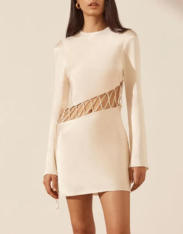 Arienzo Asymmetrical Lace Up Mini Dress